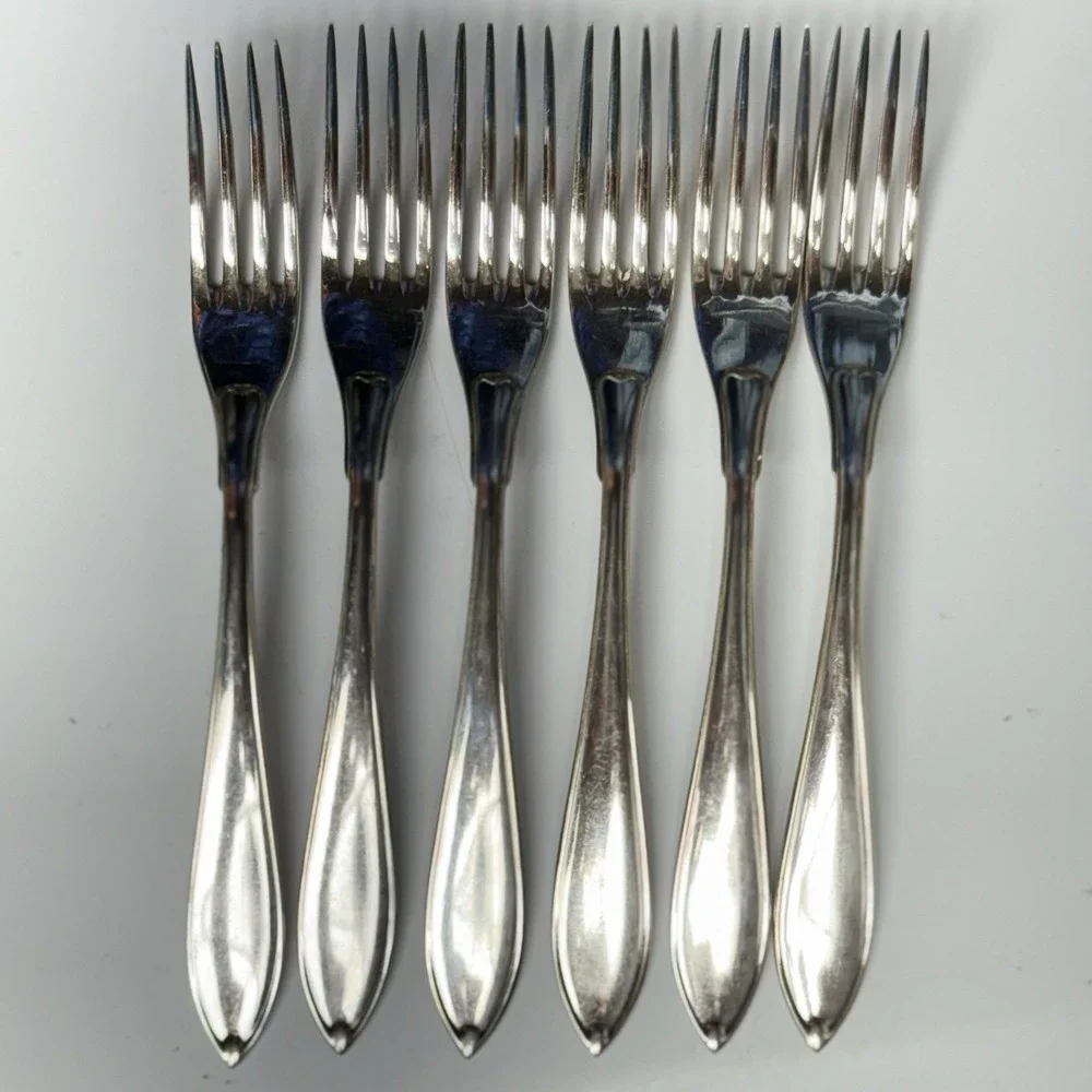 Set Of 6 Swedish SV Prima NY Silver Silverplate Cocktail Forks  4.5